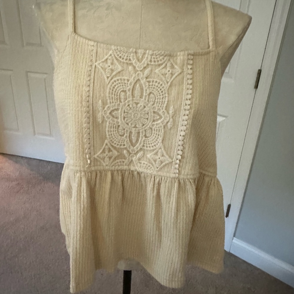 Cream Smocked Peplum Camisole